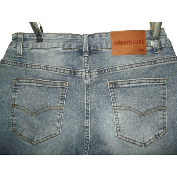 Leisure Lifes Shorts 32 x 9"inseam Bermuda High Rise rolled cuff jean denim XL - Picture 6 of 6